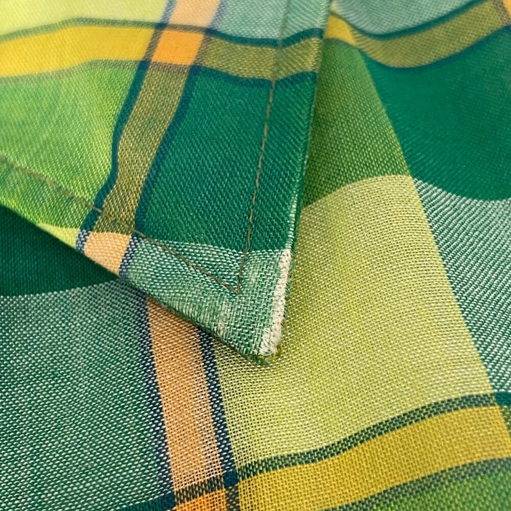Vintage‎ Plaid Shirt DIY Crop Green Yellow FLAWS Lightweight Button-Up Crop Top - Picture 10 of 16